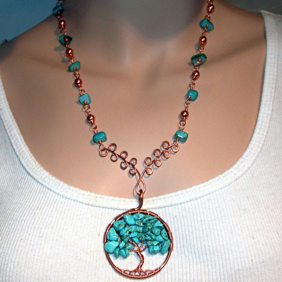 handmade Jewelry - Howlite Tree of Life On 18" Chain